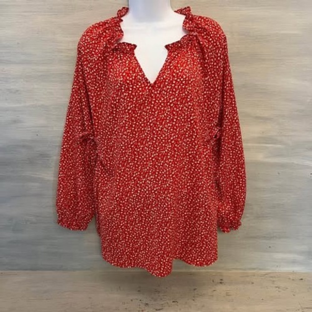 isabel by ingrid & isabel Red White Ditsy Floral Print Maternity Blouse Large LN
